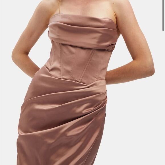 Revolve Bardot Jamila Corset Dress In Latte Size 10 - Picture 7 of 8